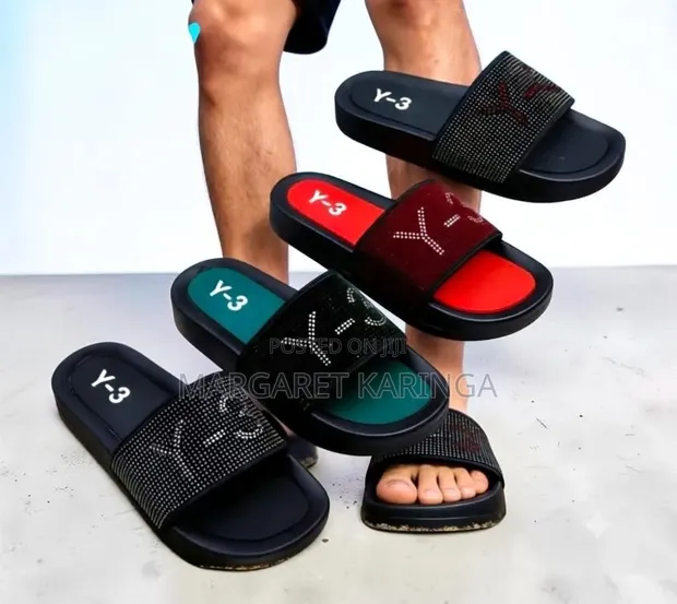 Y-3 Slides for Men - Black - 1