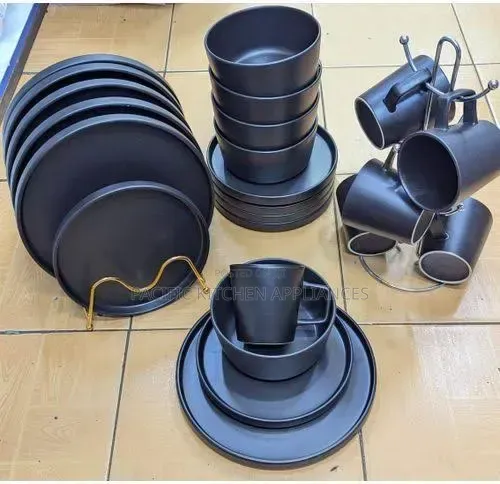 24-Piece Matte Black Dinner Set - 1