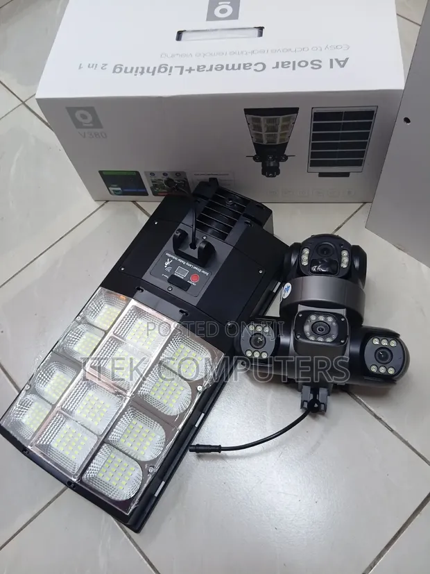 AI Solar CCTV & 180W Light Combo for Outdoor Surveillance - 1