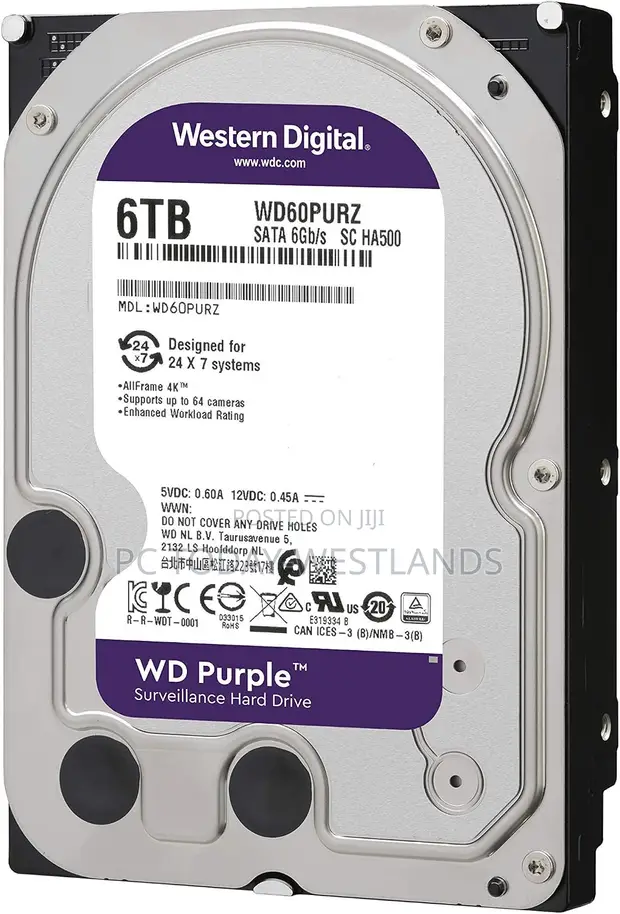 WD 6TB Purple Surveillance Internal Hard Drive HDD - 1