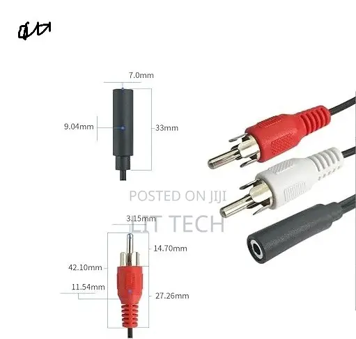3.5mm Female to 2 RCA Male Stereo Audio Y Cable - 1