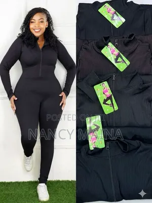 Ribbed Turtleneck Jumpsuit - Nyeusi