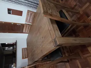 Seti ya Meza ya Kula ya Mbao Imara ya Viti 6