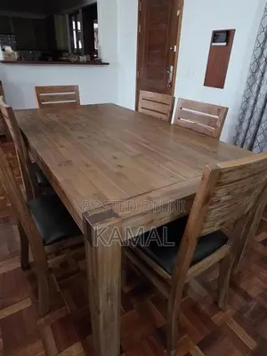 Seti ya Meza ya Kula ya Mbao Imara ya Viti 6