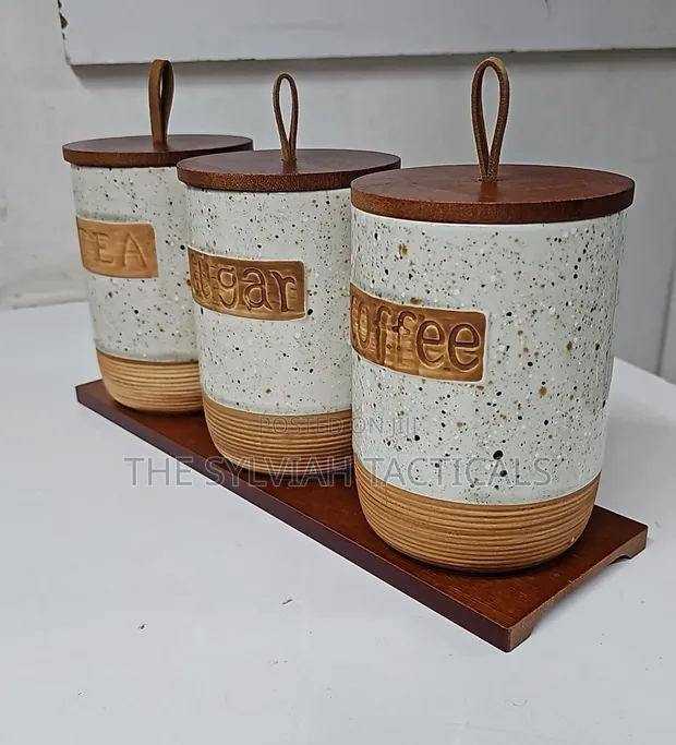 800ml Coffee Bean Container, White Black Dot - 1