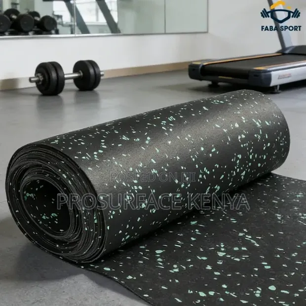 Rubber Fitness Gym Mat - Impact Resistant Workout Floor - 1