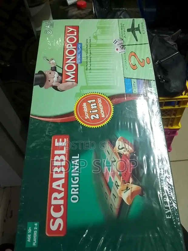 Scrabble 2-in-1 Monopoly Board Game - 1