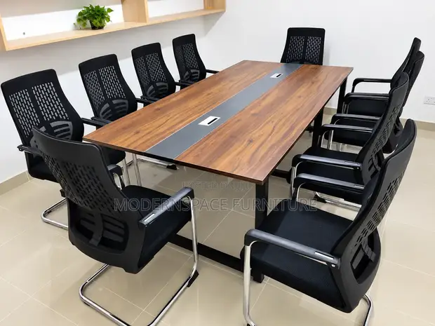 Modern Boardroom Conference Table with Chairs - 1