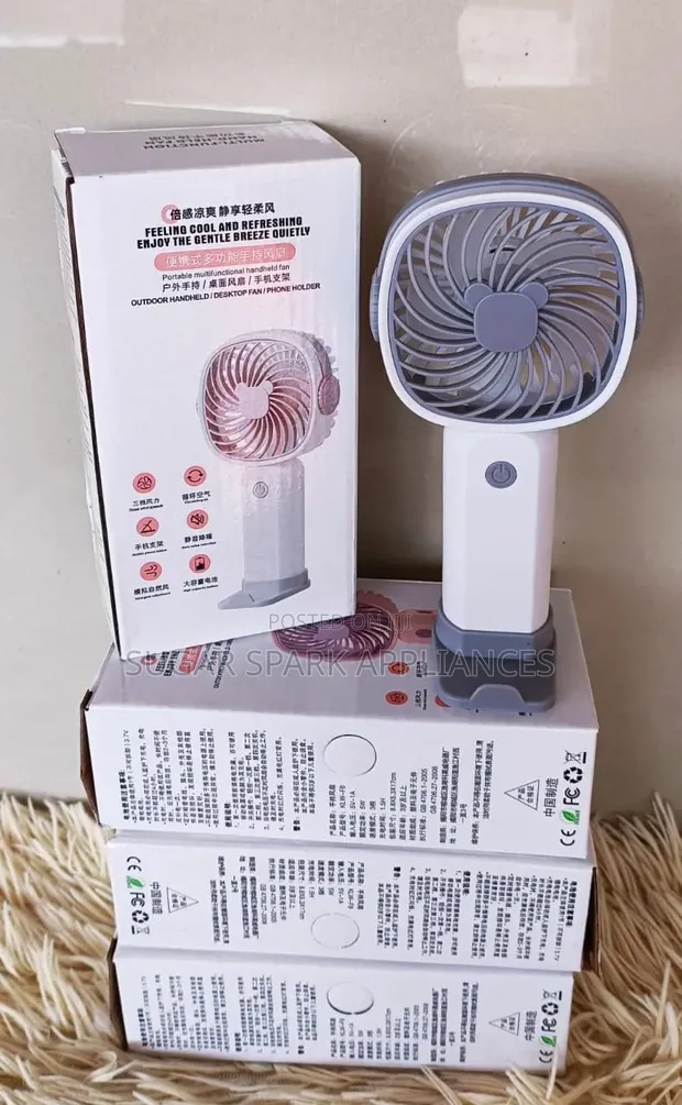 Mini Portable Rechargeable Fan with Phone Holder - 1
