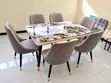 Modern 6-Seater Dining Table Set | Marble Effect Top & Upholstered Chairs - 1
