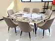 Modern 6-Seater Dining Table Set | Marble Effect Top & Upholstered Chairs - 2