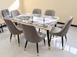 Modern 6-Seater Marble Dining Set with Gold Accents - 2