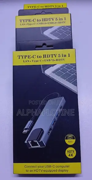 5-in-1 Multiport Hub: HDMI, 2x USB 3.0, LAN, USB-C PD