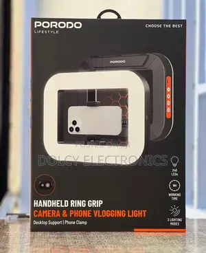 Porodo Handheld Ring Grip with LED Light