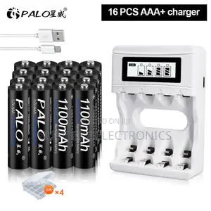 Palo 4pcs AA 3000mAh 1.2V Rechargeable Batteries with Charger
