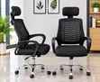Kiti cha Ofisi cha Mesh chenye Raha na Armrests & Headrest - 2