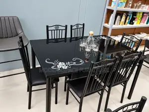 Modern 6-Seater Dining Table Set - Nyeusi