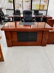 Premium Executive Office Desk - Mahogany Finish with Black Accents - 1
