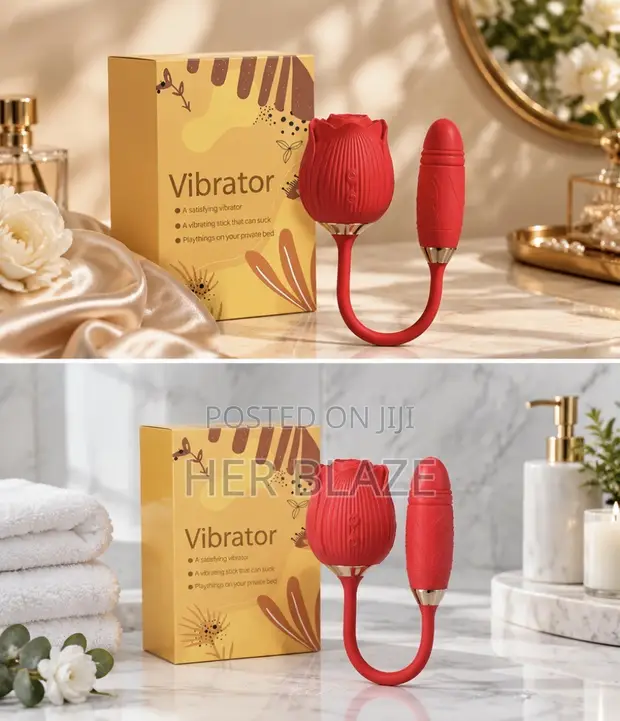 2-in-1 Rose Shaped Dildo and Vibrator - 1