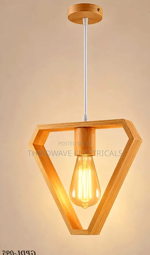 Modern Wooden Geometric Pendant Light - 1