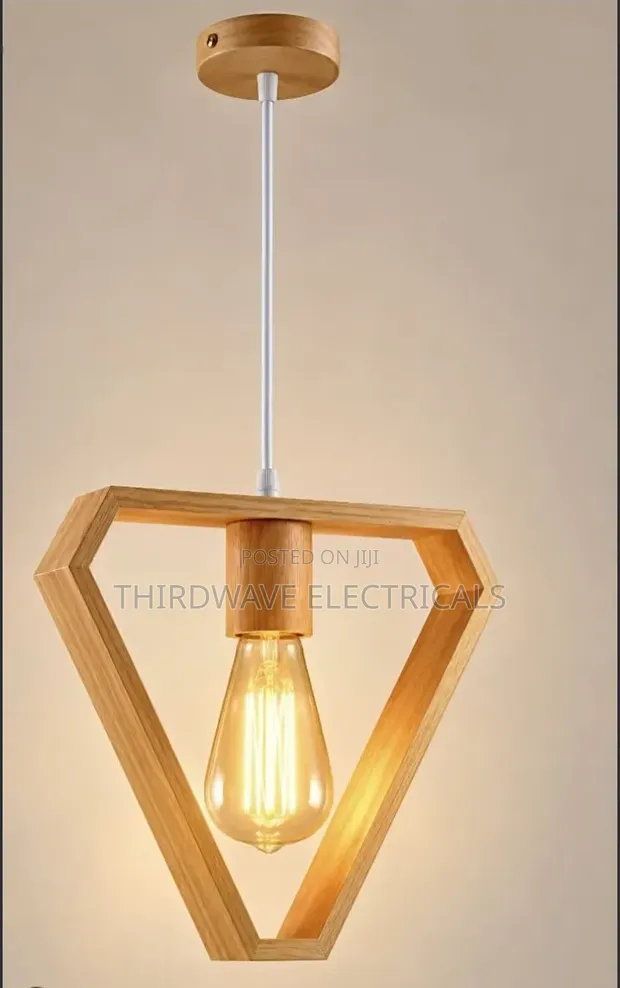 Modern Wood Geometric Pendant Light Fixture - 1