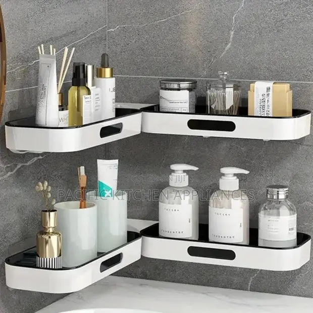 Two-Tier Corner Toilet Shelf, No Drilling - 1