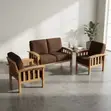 Brown Fabric 5-Seater Corporate Sofa Set - 3
