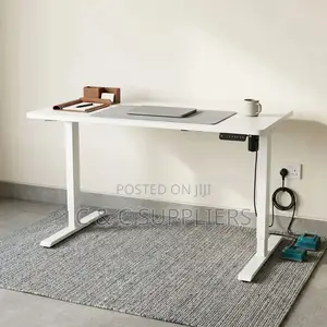 White Powered Height-Adjustable Desk