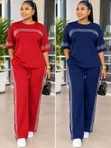Ralph Lauren Burgundy Two-Piece Trousers and Tops Set - 1