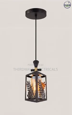 Mwanga wa Kisasa wa Chuma Nyeusi na Kioo (Pendant Light)