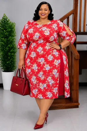 Flowered Dress with Side Slits