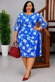 Flowered Dress with Side Slits - 2