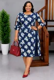 Flowered Dress with Side Slits - 5