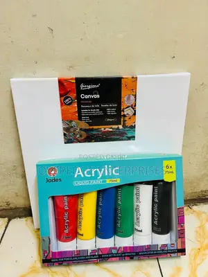30x30cm Canvas with 6 Acrylic Paints Set