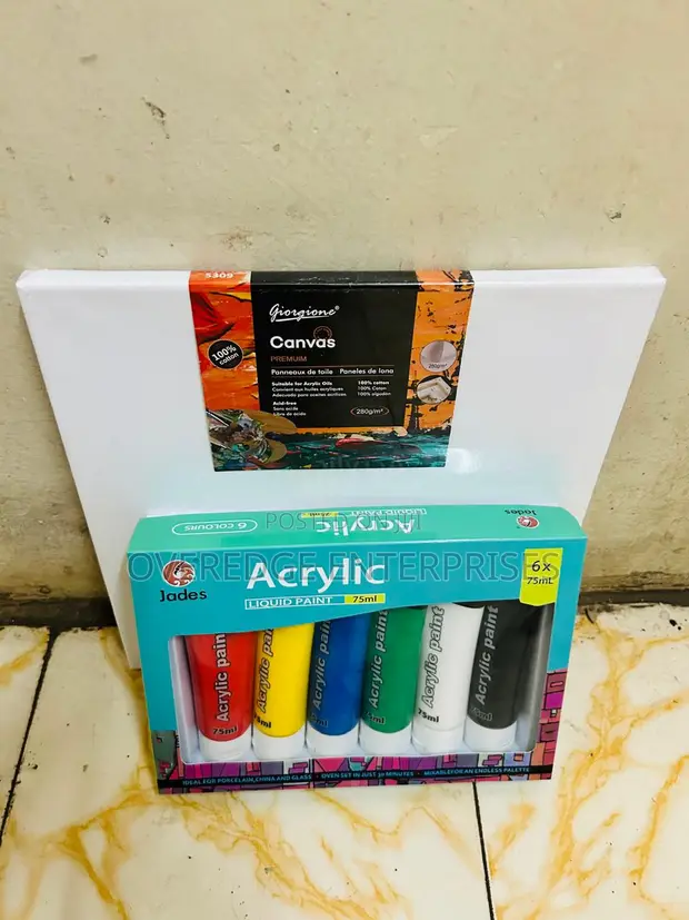 6pcs Acrylic Paint Set with 30x30cm Canvas - 1