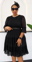 Chiffon Dress with Small Pleats - 3