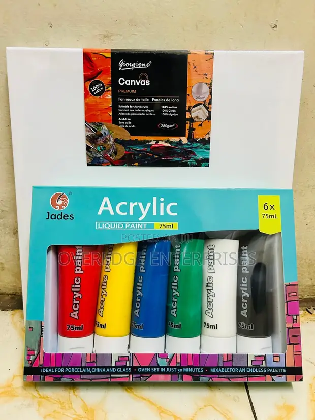 Acrylic Paints Set with 30cmx30cm Canvas - 1