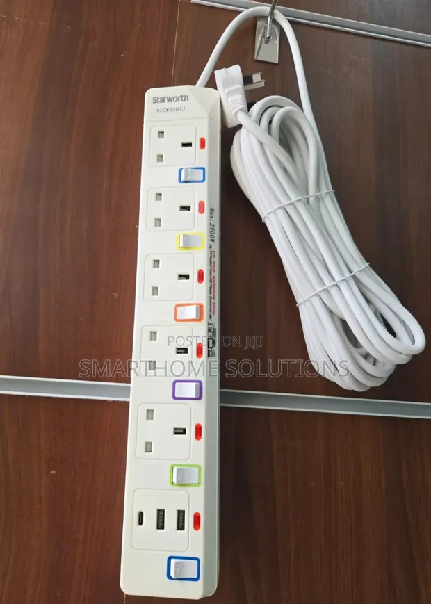 Extension Cord ya Njia 5 za 3m - 1
