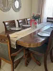 Furniture Palace Meza ya Kula ya Mbao Imara ya Viti 10 - 1