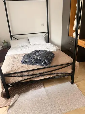 Black Metal Four-Poster Canopy Bed (Queen)