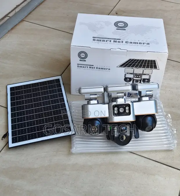 Kamera ya V380 4G Lenzi Tatu ya Solar PTZ yenye Streetlight - 1