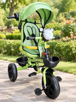Tricycle ya Watoto yenye Handle ya Mzazi na Dari