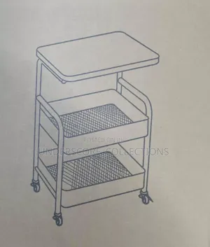 42x30x76cm Wooden Top Double Mesh Trolley Rack