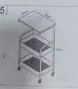 42x30x76cm Wooden Top Double Mesh Trolley Rack - 5