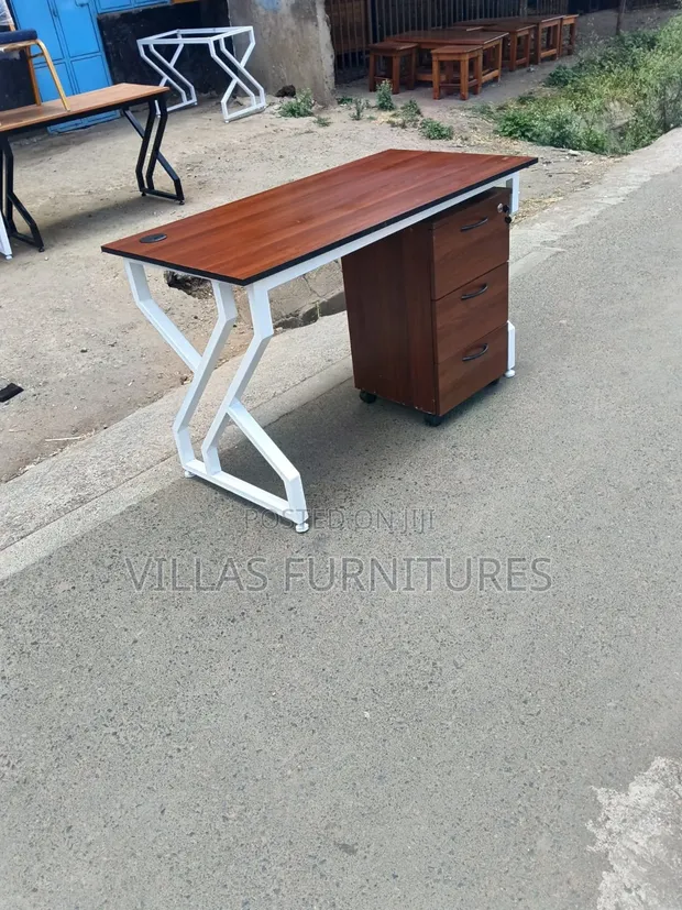 Stylish Study Table with Pedestal Drawer - 1