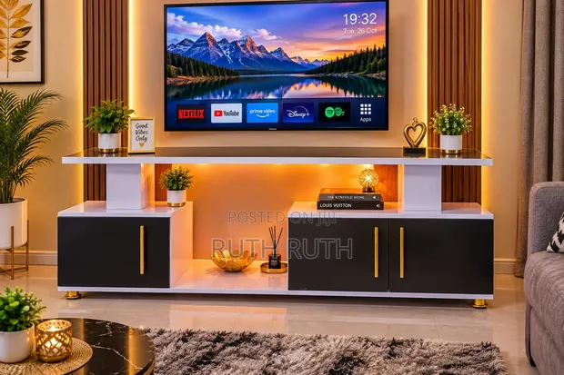 Istanbul 2 Modern TV Stand with LED Lights - 1
