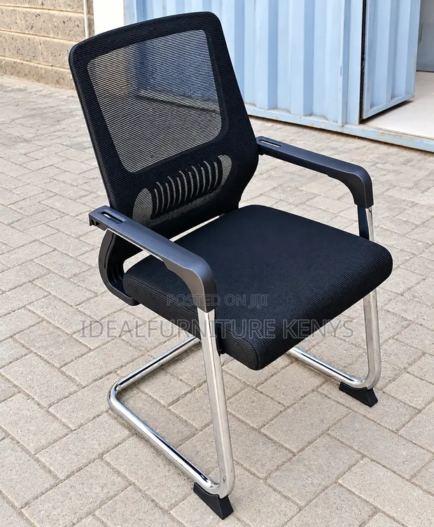 Kiti cha Ofisi cha Wageni cha Ergonomic Nyeusi cha Mesh - 1