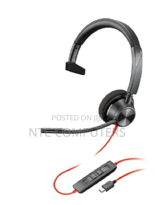 Poly Blackwire 3310 Monaural USB-C Headset + USB-C/A Adapter - 1
