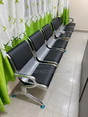 4-Seater Office Waiting Chairs with Chrome Arms