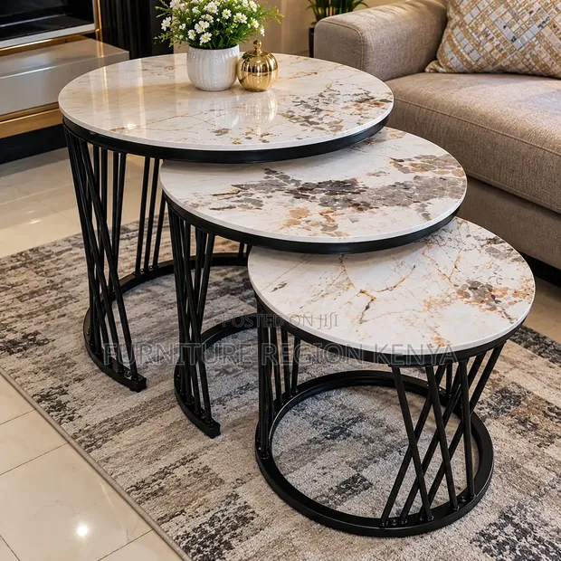 Imported Marble Top Coffee Table Set - 1